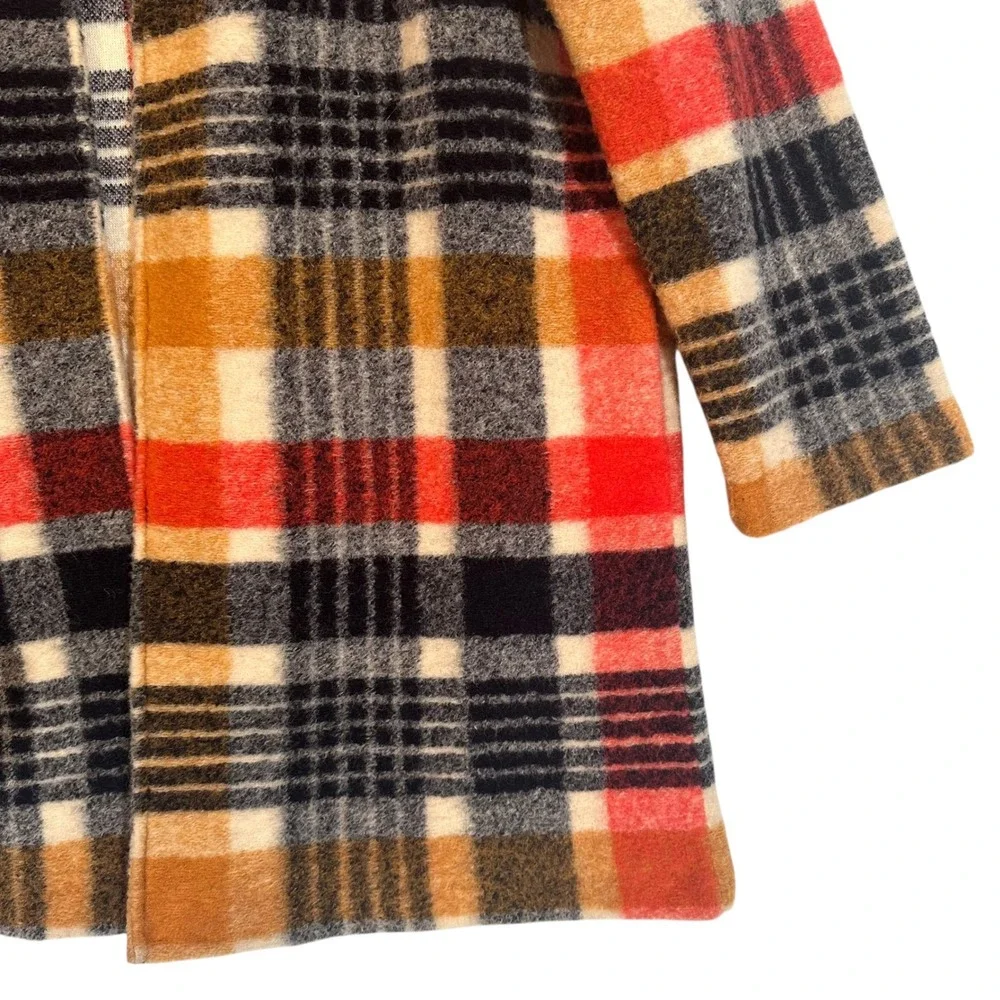 Cynthia Rowley Plaid Boucle‎ Wool Blend Duster Long Coat Jacket Womens Medium - Picture 7 of 12